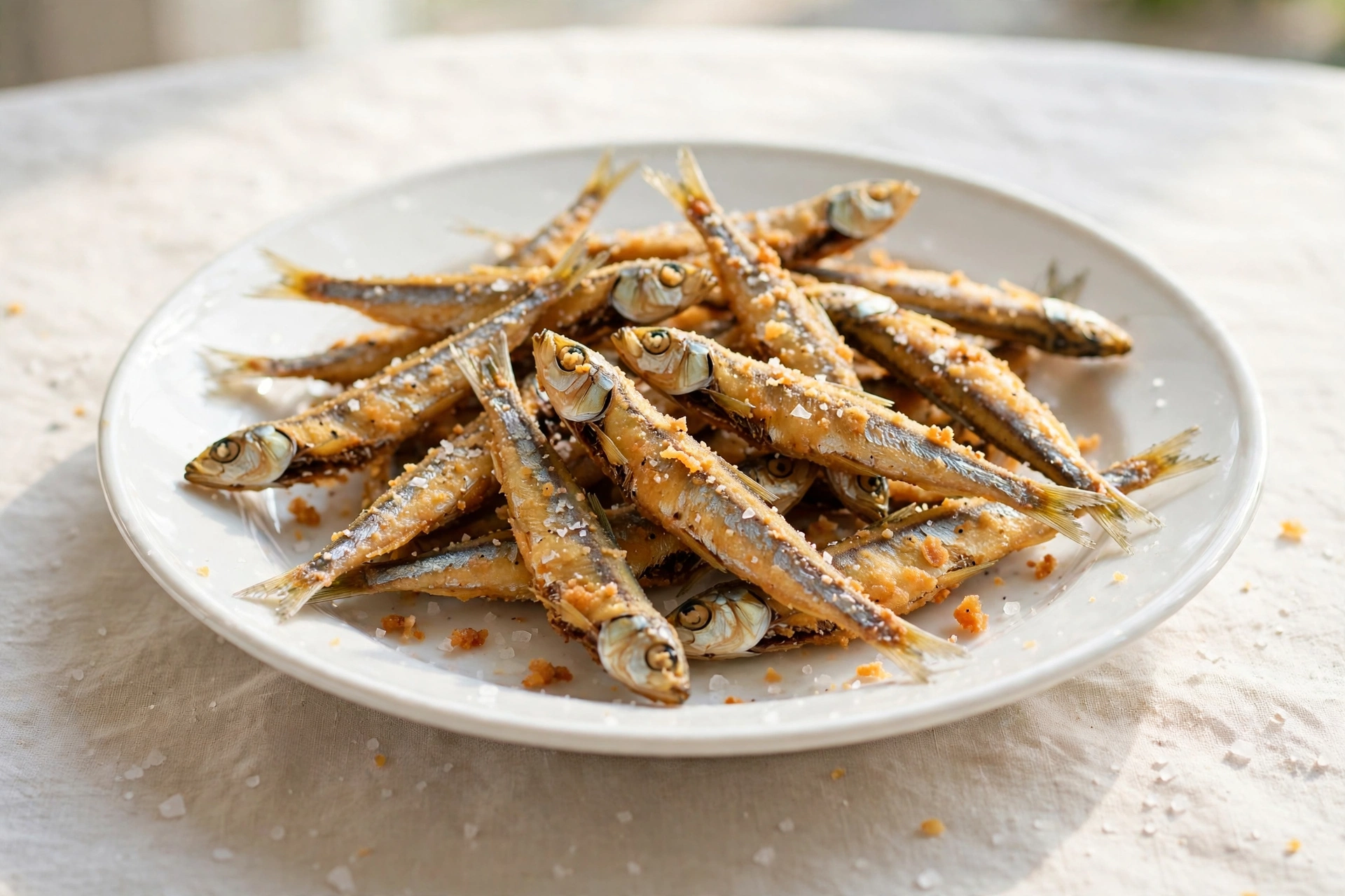 ปลาเล็กปลาน้อยทอดกรอบ (Fried Small Fish with Bones) — 10 อันดับอาหารธรรมชาติที่มีปริมาณแคลเซียมสูงที่สุดต่อ 100 กรัม